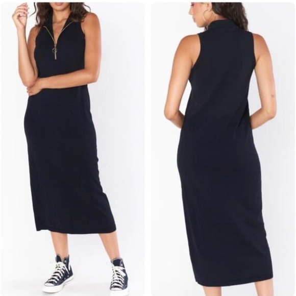 NWT! SHOW ME YOUR MUMU CHARLIE ZIP MAXI SWEATER DRESS - BLACK - Picture 4 of 7